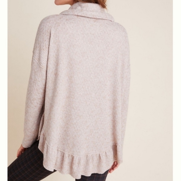 Maeve Anthropologie Heather Pink Cowl Neck Sweater Size Medium - Picture 7 of 10